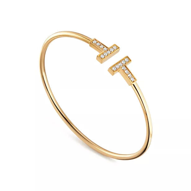 Tiffany Wire Bracele with Mother of pearl and Diamonds