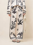 Wide-Leg Silhouette Printed Pants-Set