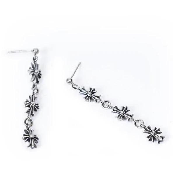 Chrome Hearts 3 Drop Cross Earring