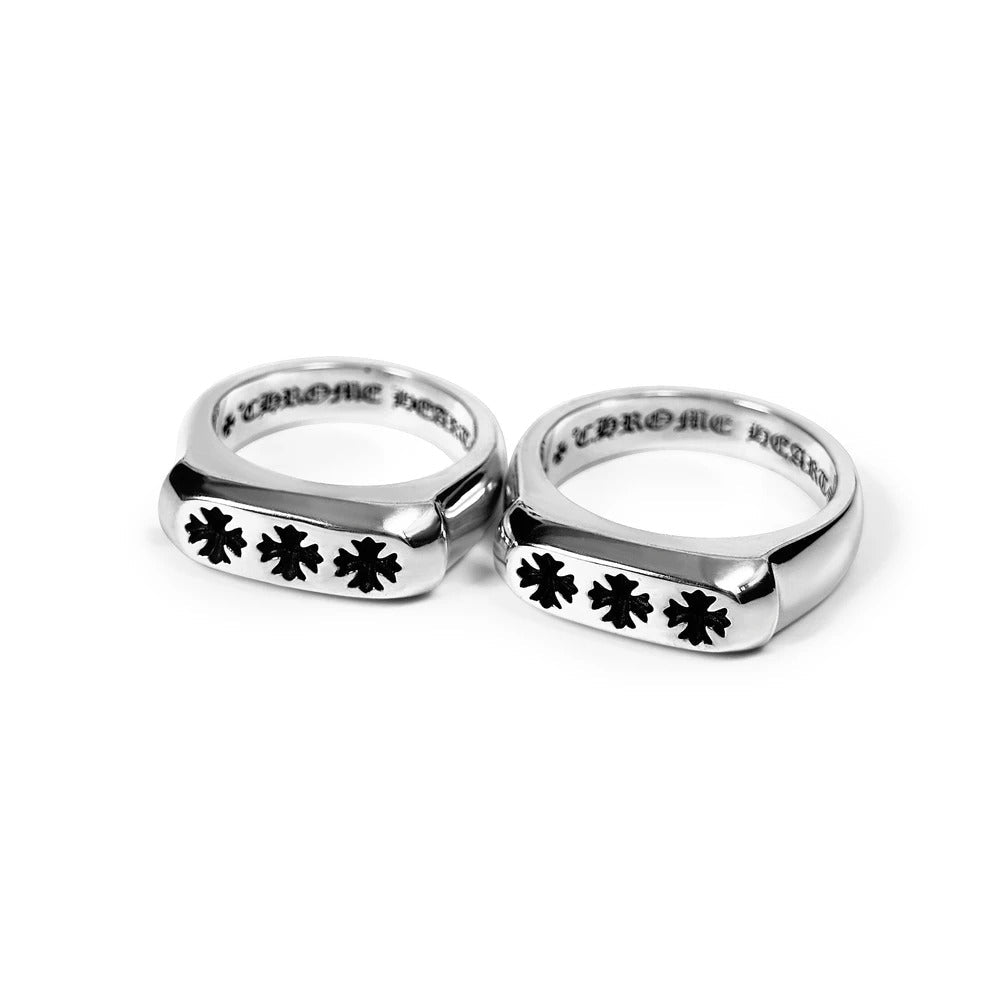 Chrome Hearts Triple CH Plus Flat Ring