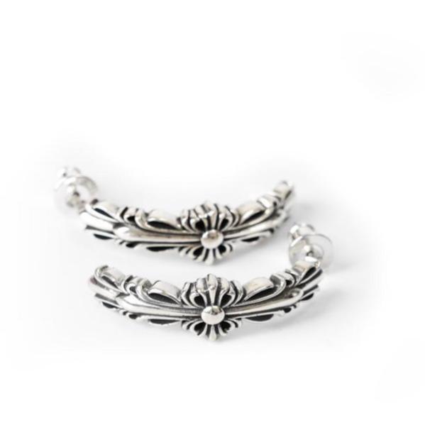 Double Floral Cross Hoop Earring