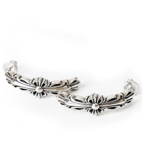 Double Floral Cross Hoop Earring