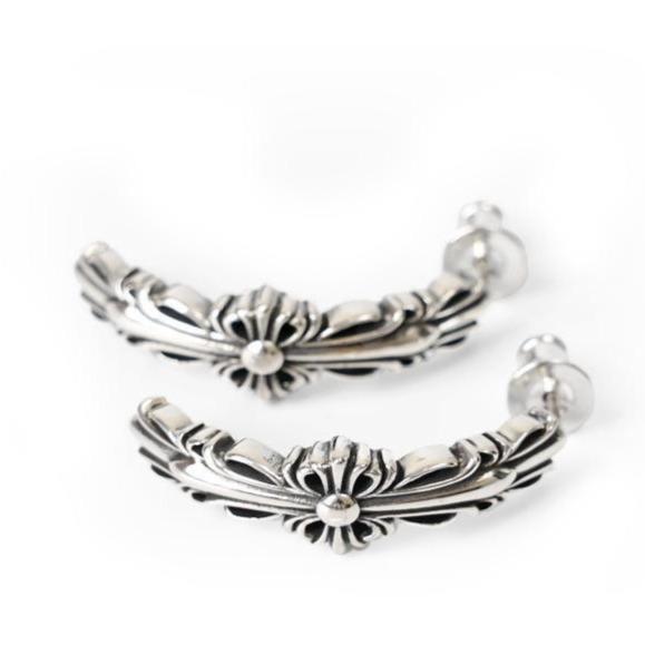 Double Floral Cross Hoop Earring