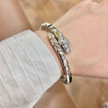 Bvlgari White Gold Crystal Open Cuff Bracelet – Elegant Luxury Jewelry