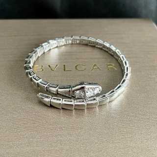 Bvlgari White Gold Crystal Open Cuff Bracelet – Elegant Luxury Jewelry