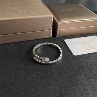 Bvlgari White Gold Crystal Open Cuff Bracelet – Elegant Luxury Jewelry