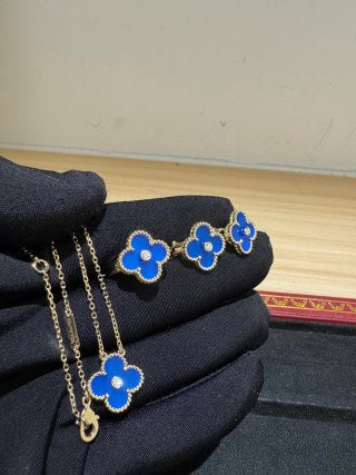Van Cleef & Arpels Sapphire Clover Clip-On Earrings