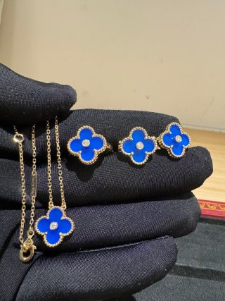 Van Cleef & Arpels Sapphire Clover Clip-On Earrings