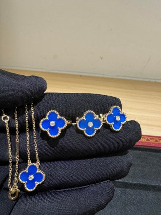 Van Cleef & Arpels Sapphire Clover Clip-On Earrings