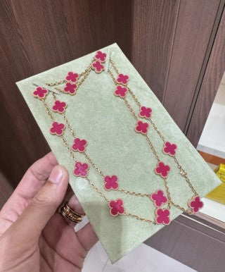 Van Cleef & Arpels 20-Motif Alhambra Long Necklace in Rose Gold