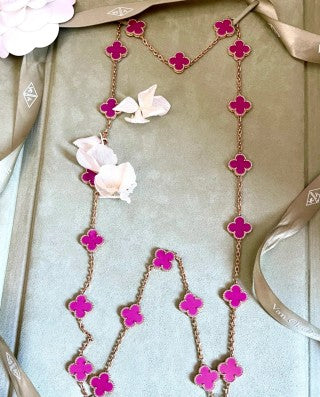 Van Cleef & Arpels 20-Motif Alhambra Long Necklace in Rose Gold
