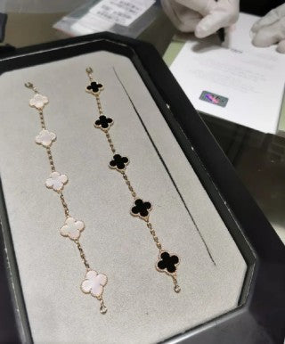 Van Cleef & Arpels Black Onyx Alhambra 5-Motif Bracelet