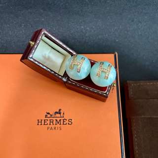 Hermès Pastel Stone H Stud Earrings