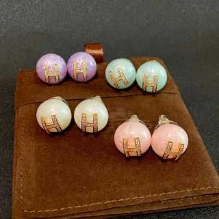 Hermès Pastel Stone H Stud Earrings