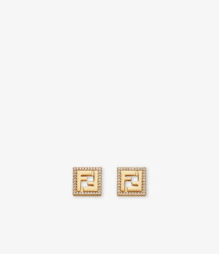 Fendi Bellara FF Pavé Square Stud Earrings