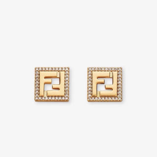 Fendi Bellara FF Pavé Square Stud Earrings