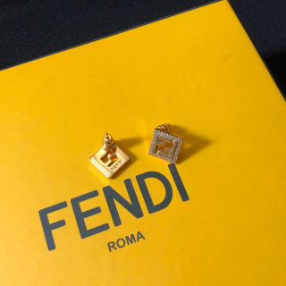 Fendi Bellara FF Pavé Square Stud Earrings