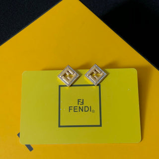 Fendi Bellara FF Pavé Square Stud Earrings