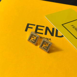 Fendi Bellara FF Pavé Square Stud Earrings