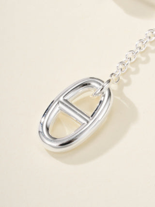 Hermès Silver Oval Link Drop Earrings