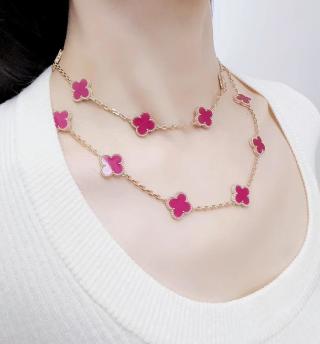 Van Cleef & Arpels 20-Motif Alhambra Long Necklace in Rose Gold