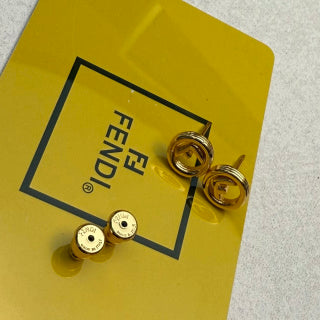Fendi Aurelia FF Mini Circle Logo Stud Earrings