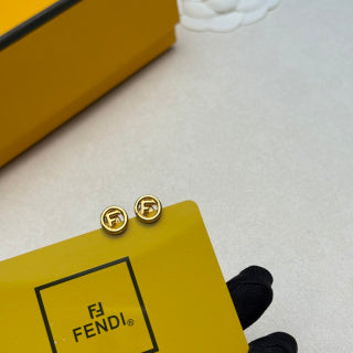 Fendi Aurelia FF Mini Circle Logo Stud Earrings