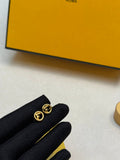 Fendi Aurelia FF Mini Circle Logo Stud Earrings
