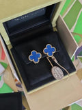 Van Cleef & Arpels High Jewelry Blue Agate Clover Earrings