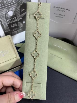 Van Cleef & Arpels clear crystal five-motif Alhambra bracelet
