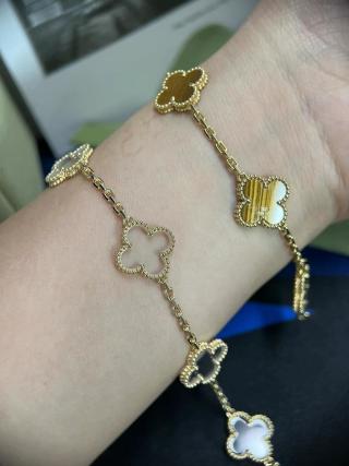 Van Cleef & Arpels clear crystal five-motif Alhambra bracelet