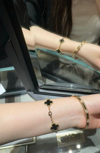 Van Cleef & Arpels Black Onyx Alhambra 5-Motif Bracelet