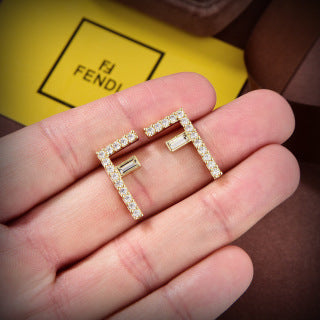 FENDI Crystal FF Geometric Stud Earrings