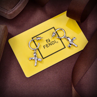 FENDI Ribbon FF Hoop Stud Earrings