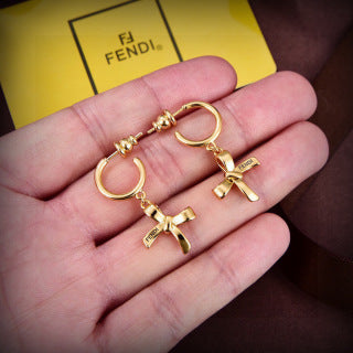 FENDI Ribbon FF Hoop Stud Earrings