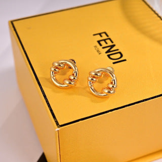 FENDI Twisted FF Loop Stud Earrings