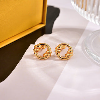 FENDI Twisted FF Loop Stud Earrings