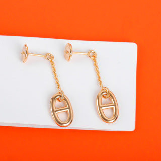 Hermès Chaine d’Ancre Oval Drop Link Earrings