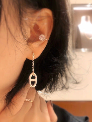 Hermès Chaine d’Ancre Oval Drop Link Earrings