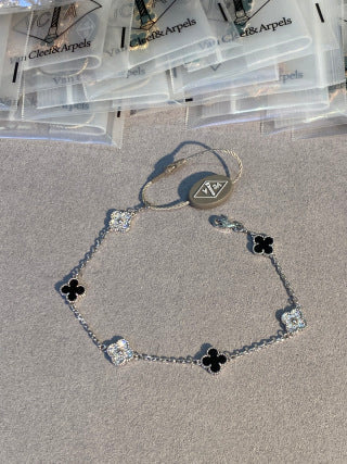 Van Cleef & Arpels Mini 6-Motif Bracelet with Black Onyx and Diamonds