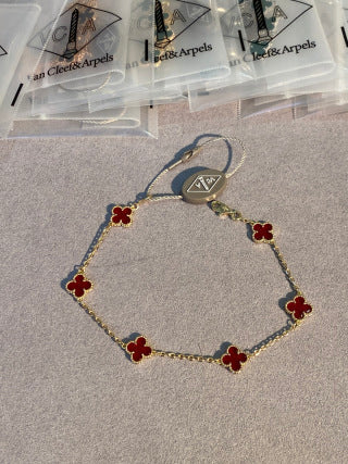Van Cleef & Arpels Alhambra Mini 6-Motif Bracelet in Carnelian