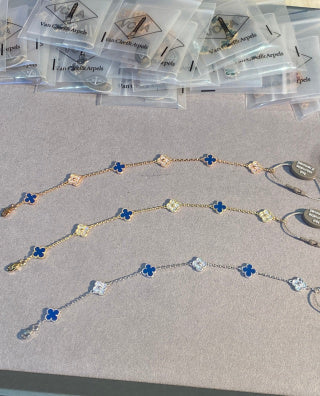 Van Cleef & Arpels Mini 6-Motif Bracelet with Blue Agate and Diamonds