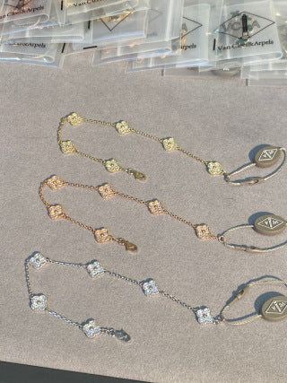 Van Cleef & Arpels Mini Frivole Bracelet, 6-Flower Motif, Full Diamond Set