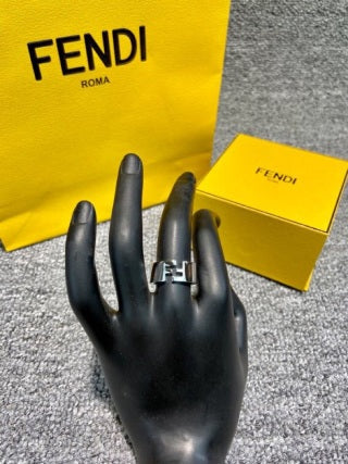 FENDI Geometric FF Accent Band Ring