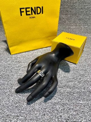 FENDI Geometric FF Accent Band Ring