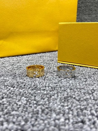 FENDI Geometric FF Accent Band Ring