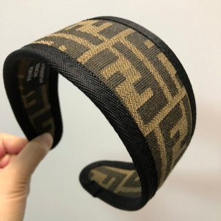 Fendi Mocha Signature Monogram Wide Headband