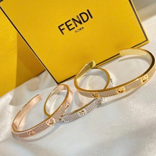 FENDI Crystal Line FF Open Cuff Bracelet