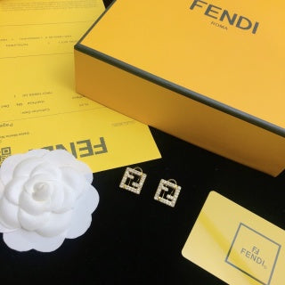 FENDI Pavé FF Square Stud Earrings