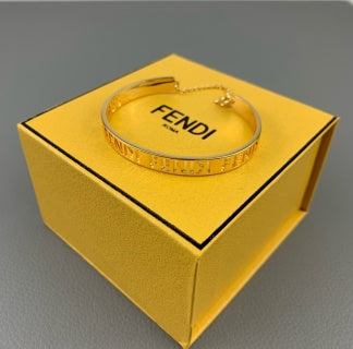 FENDI Logo Edge Slim Cuff Bracelet